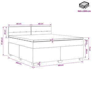 Κρεβάτι box spring με στρώμα Μαύρο 160 x 200 cm Ύφασμα