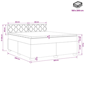 Κρεβάτι box spring με στρώμα Ανοιχτό γκρι 160 x 200 cm Ύφασμα - Pakobazaar