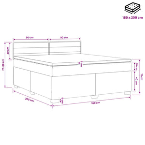 Κρεβάτι box spring με στρώμα Κρεμ 180 x 200 cm Ύφασμα