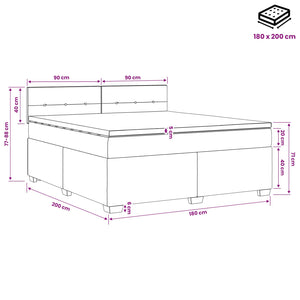Κρεβάτι box spring με στρώμα Σκούρο Γκρι 180 x 200 cm Ύφασμα