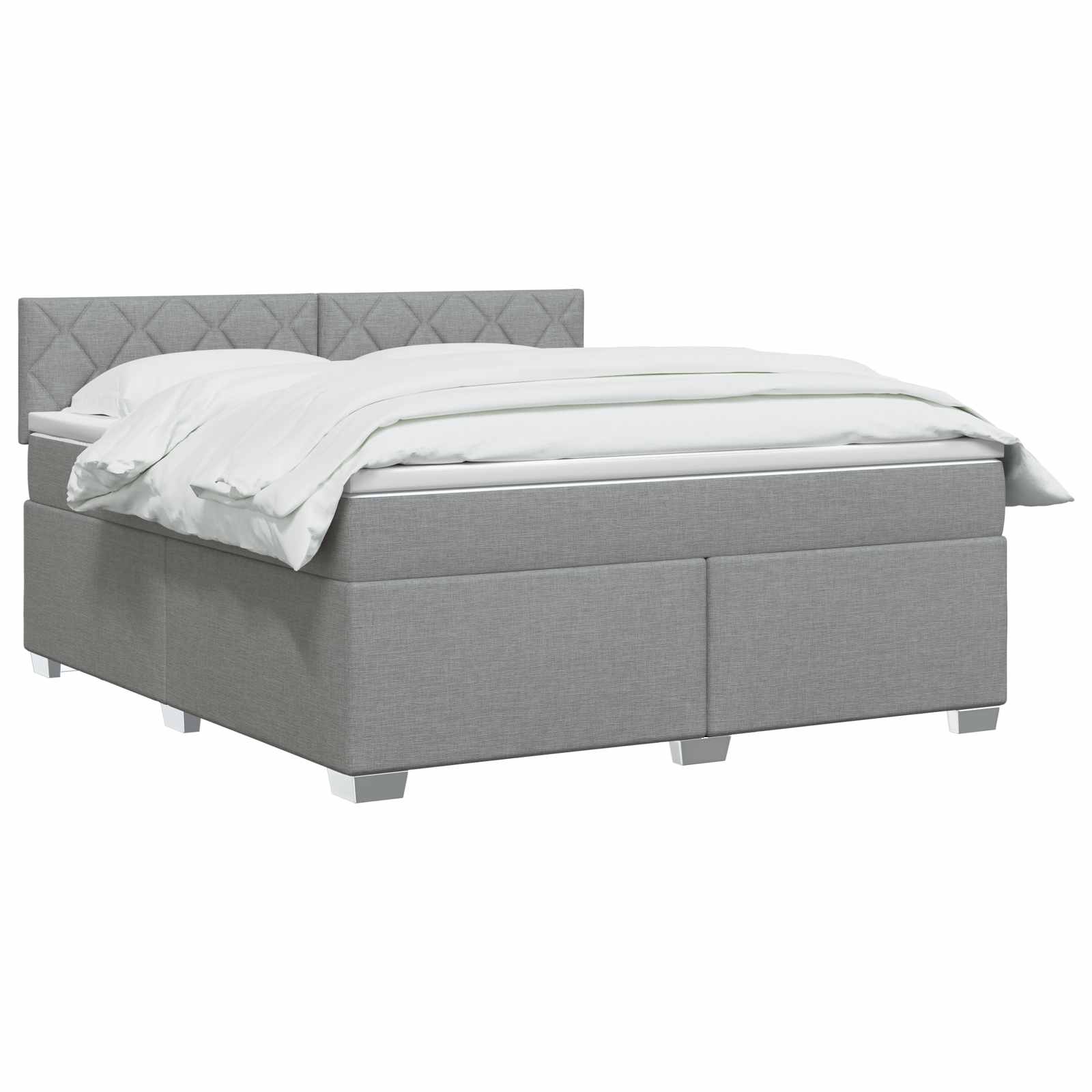 Κρεβάτι box spring με στρώμα Ανοιχτό γκρι 180 x 200 cm Ύφασμα - Pakobazaar