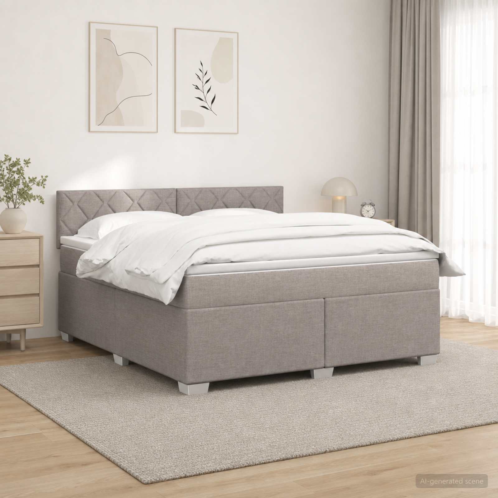 Κρεβάτι box spring με στρώμα Taupe 140 x 200 cm Ύφασμα