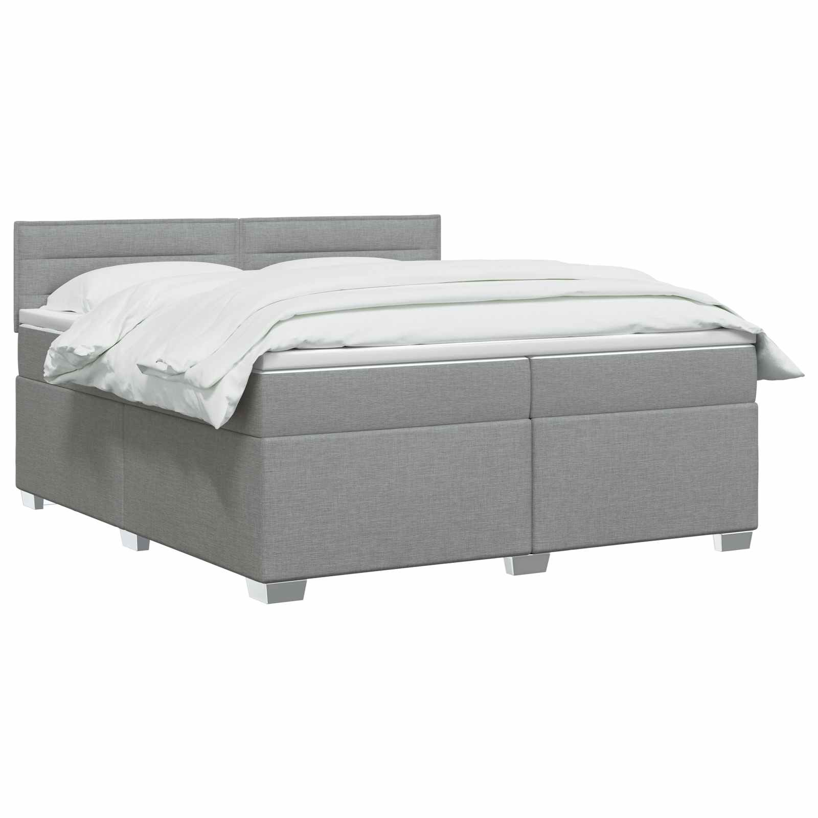 Κρεβάτι box spring με στρώμα Ανοιχτό γκρι 200 x 200 cm Ύφασμα - Pakobazaar