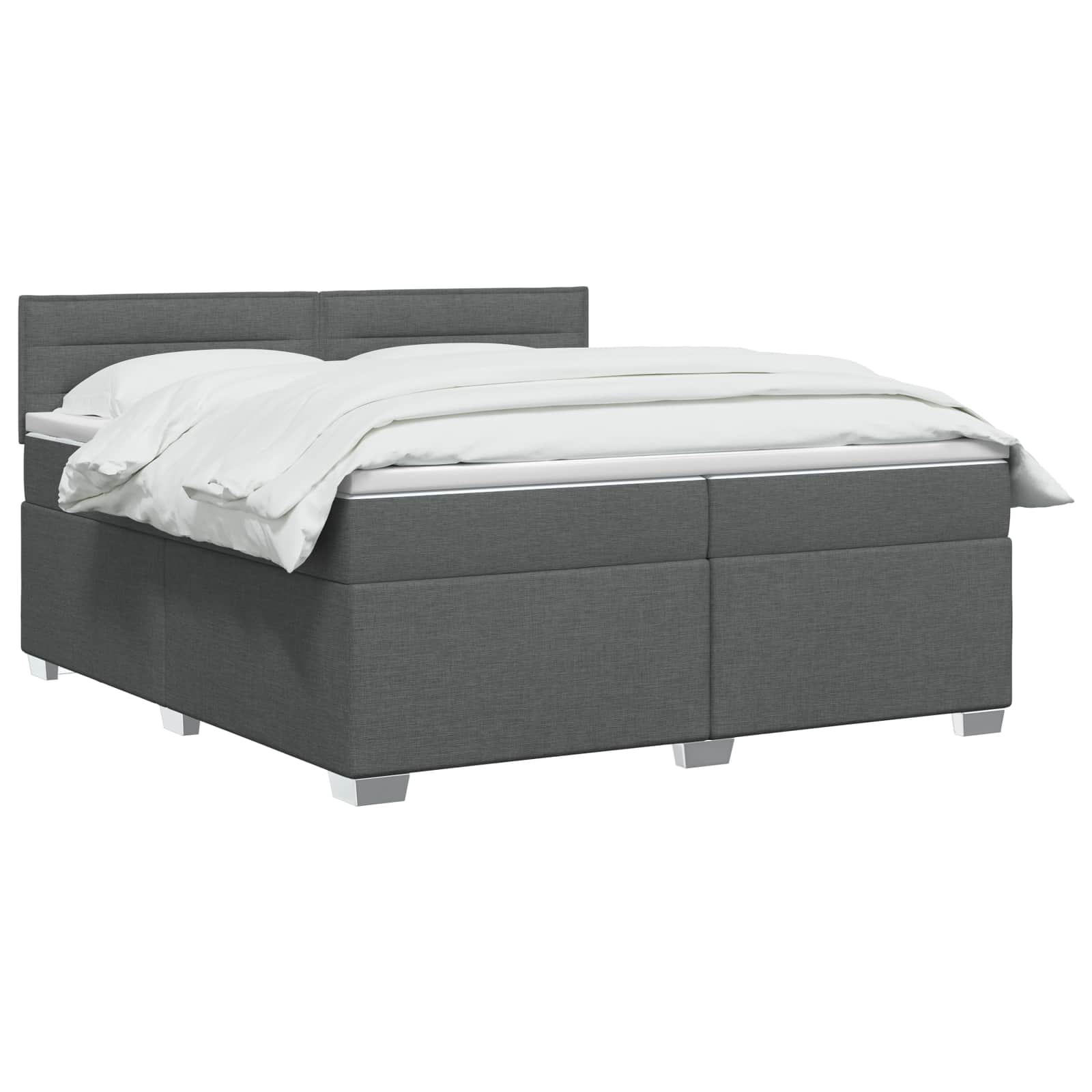 Κρεβάτι box spring με στρώμα Σκούρο Γκρι 200 x 200 cm Ύφασμα - Pakobazaar