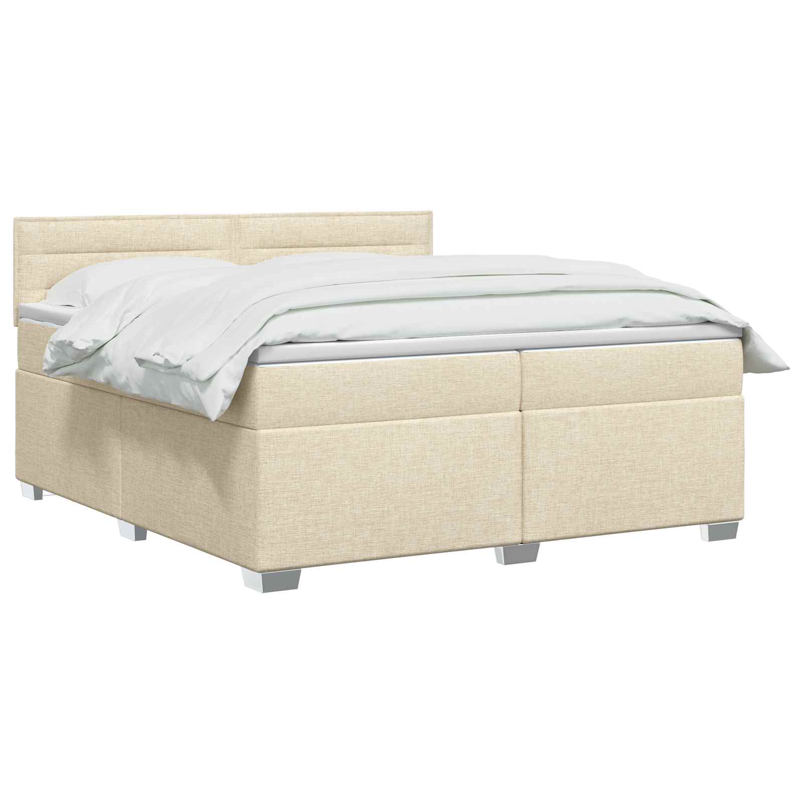 Κρεβάτι box spring με στρώμα Κρεμ 200 x 200 cm Ύφασμα