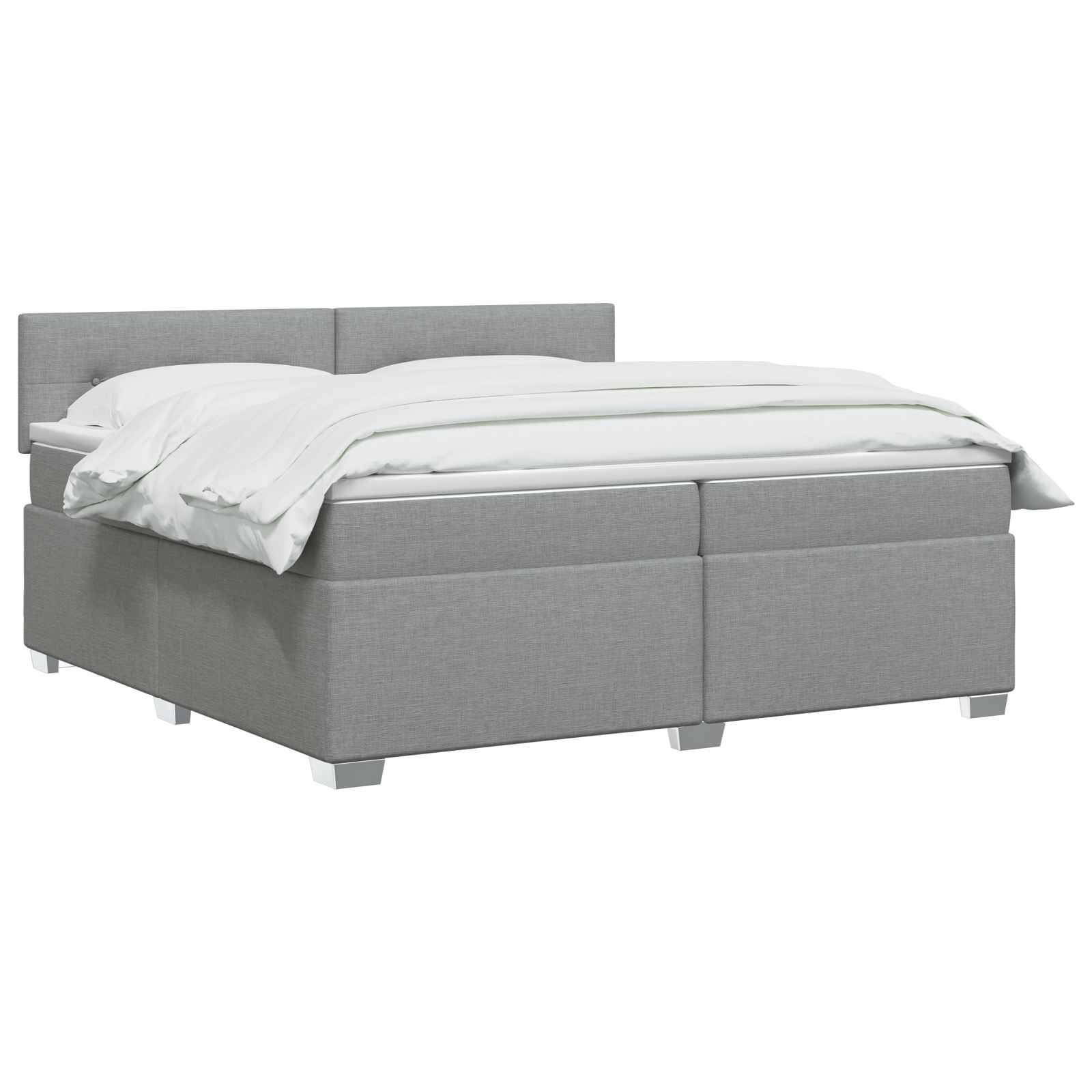 Κρεβάτι box spring με στρώμα Ανοιχτό γκρι 200 x 200 cm Ύφασμα - Pakobazaar