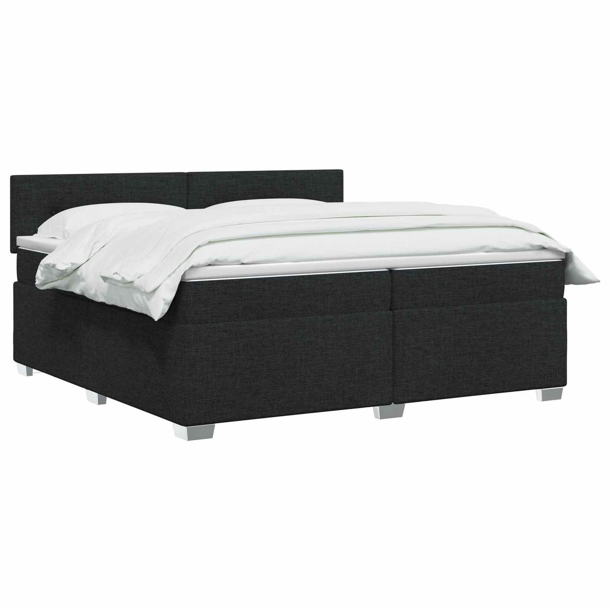 Κρεβάτι box spring με στρώμα Μαύρο 200 x 200 cm Ύφασμα - Pakobazaar