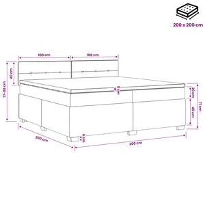 Κρεβάτι box spring με στρώμα Σκούρο Καφέ 200 x 200 cm Ύφασμα - Pakobazaar