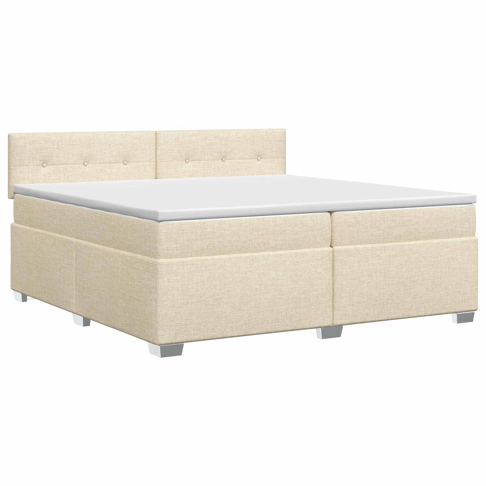 Κρεβάτι box spring με στρώμα Κρεμ 200 x 200 cm Ύφασμα