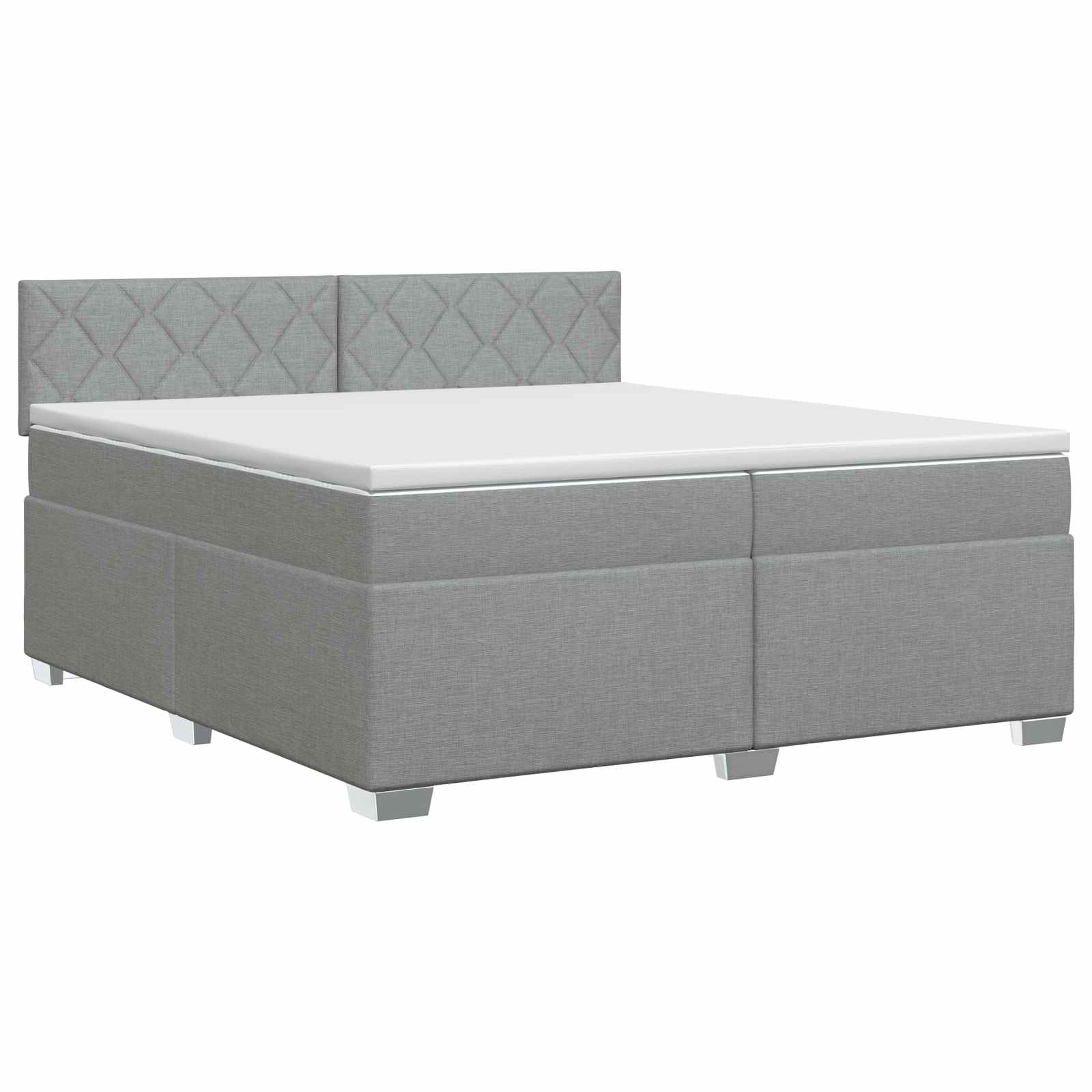 Κρεβάτι box spring με στρώμα Ανοιχτό γκρι 200 x 200 cm Ύφασμα - Pakobazaar