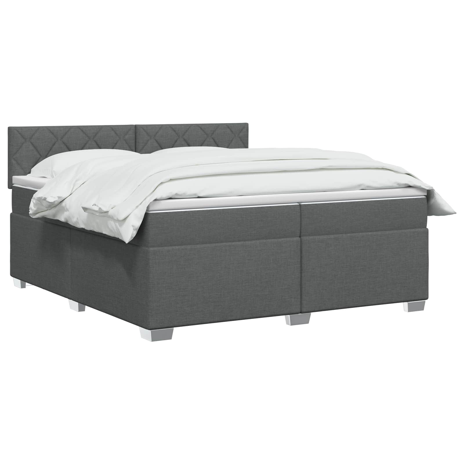 Κρεβάτι box spring με στρώμα Σκούρο Γκρι 200 x 200 cm Ύφασμα - Pakobazaar