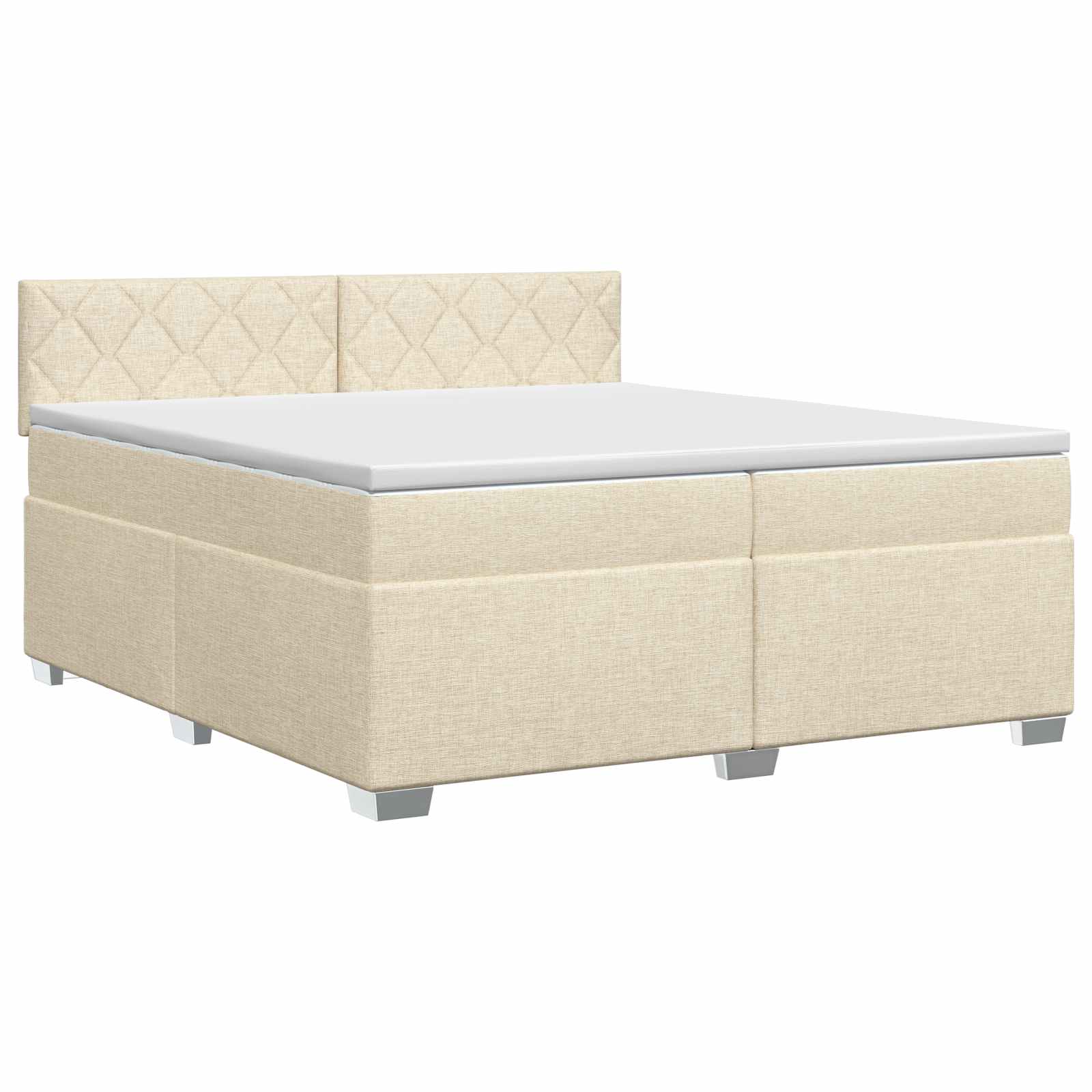 Κρεβάτι box spring με στρώμα Κρεμ 200 x 200 cm Ύφασμα - Pakobazaar
