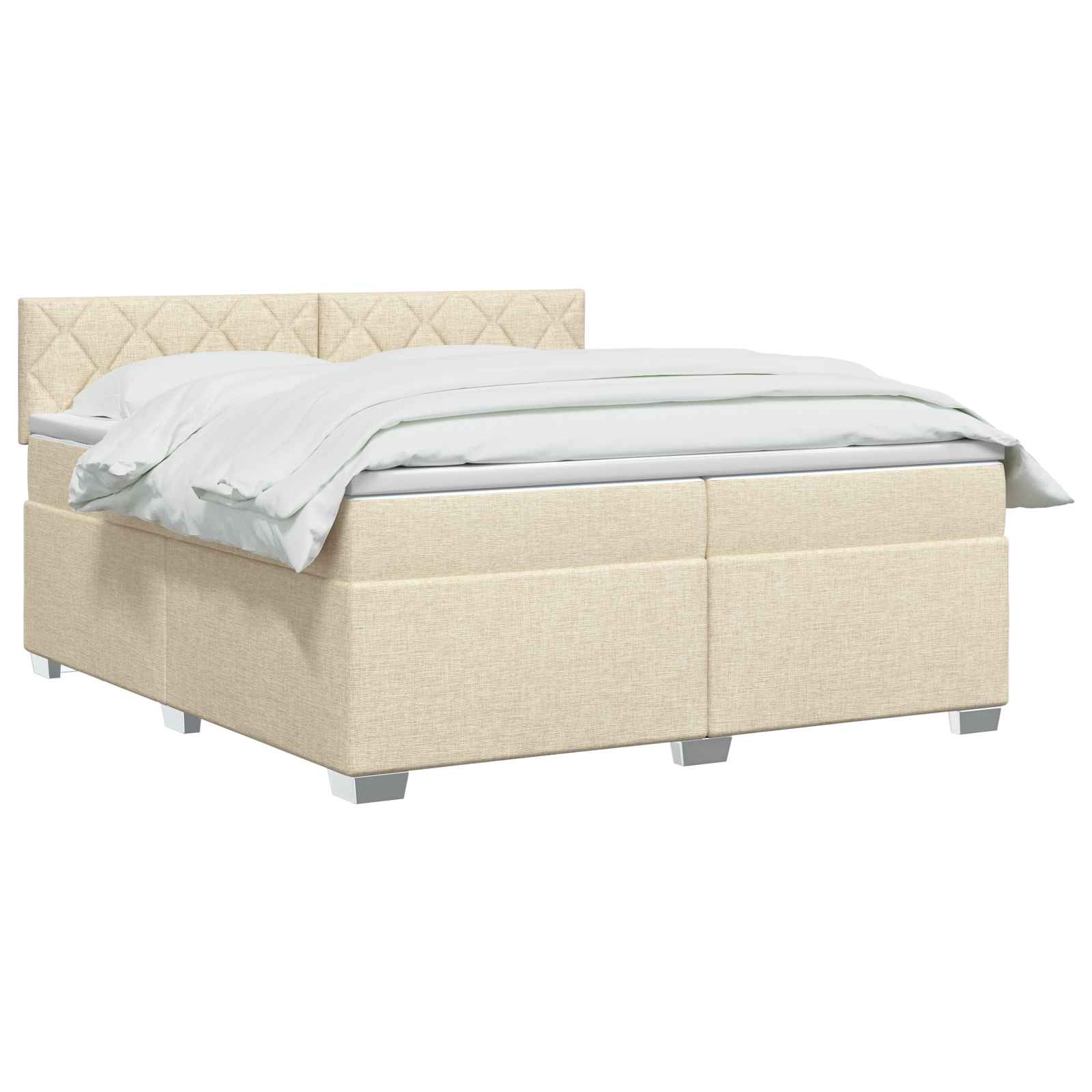 Κρεβάτι box spring με στρώμα Κρεμ 200 x 200 cm Ύφασμα - Pakobazaar