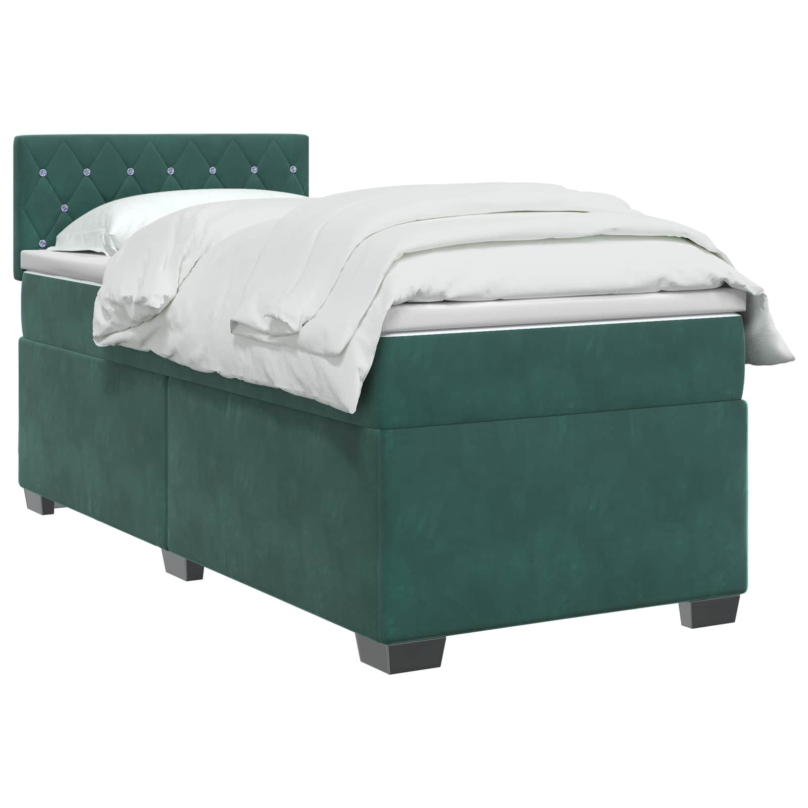 Κρεβάτι box spring με στρώμα Σκούρο Πράσινο 80 x 200 cm Βελούδο