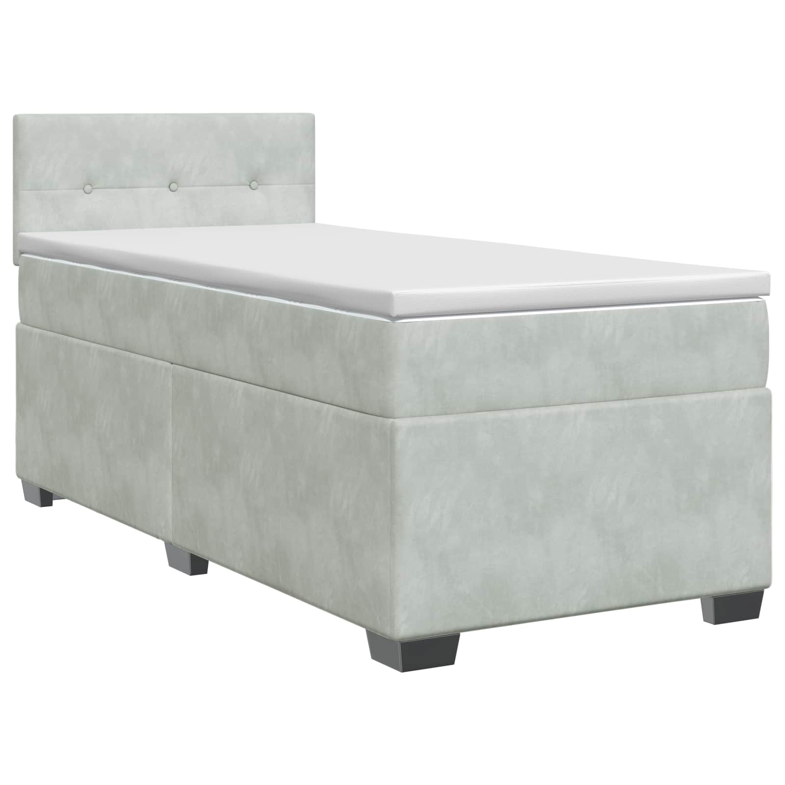 Κρεβάτι box spring με στρώμα Ανοιχτό γκρι 80 x 200 cm Βελούδο - Pakobazaar