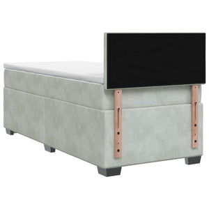 Κρεβάτι box spring με στρώμα Ανοιχτό γκρι 80 x 200 cm Βελούδο - Pakobazaar