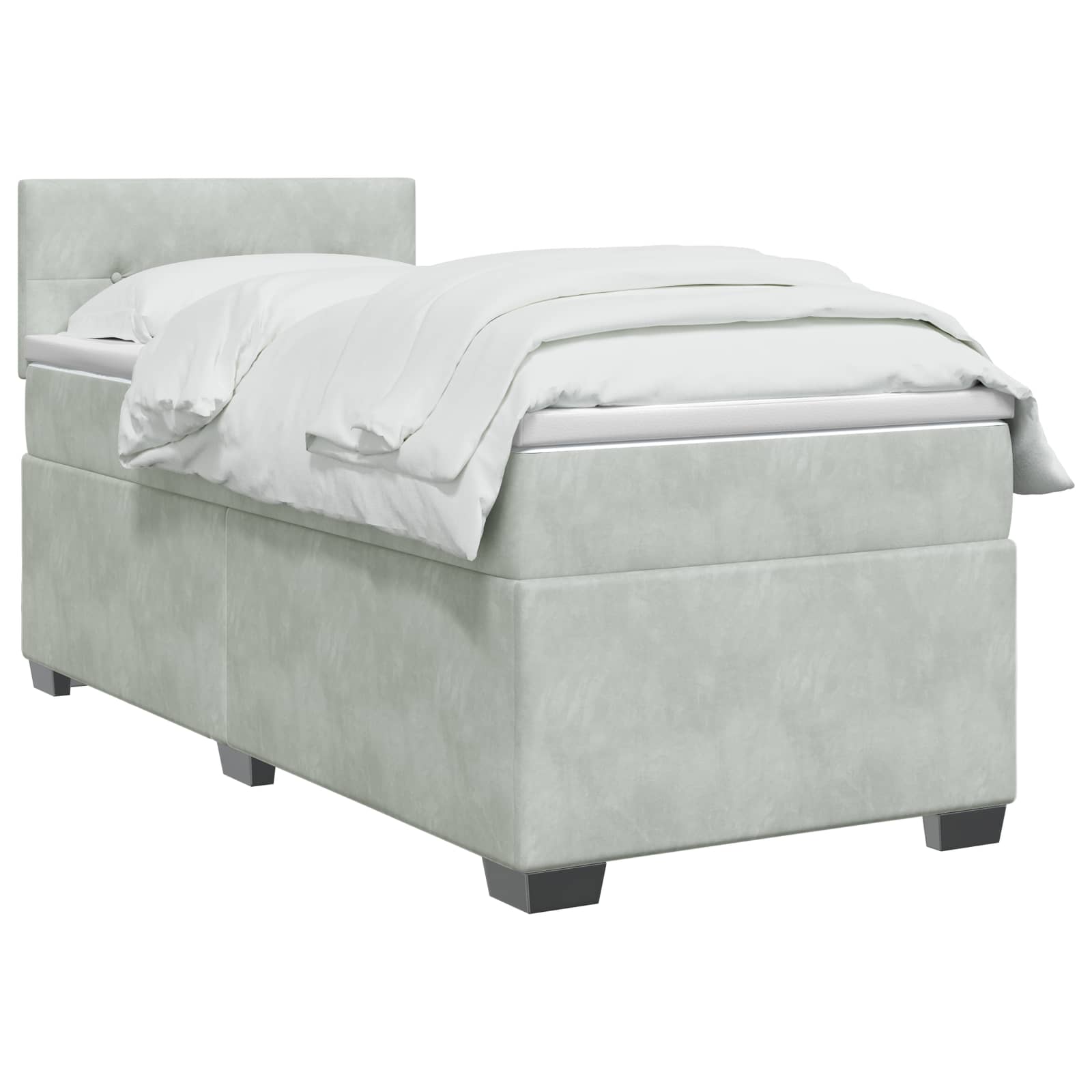 Κρεβάτι box spring με στρώμα Ανοιχτό γκρι 80 x 200 cm Βελούδο - Pakobazaar