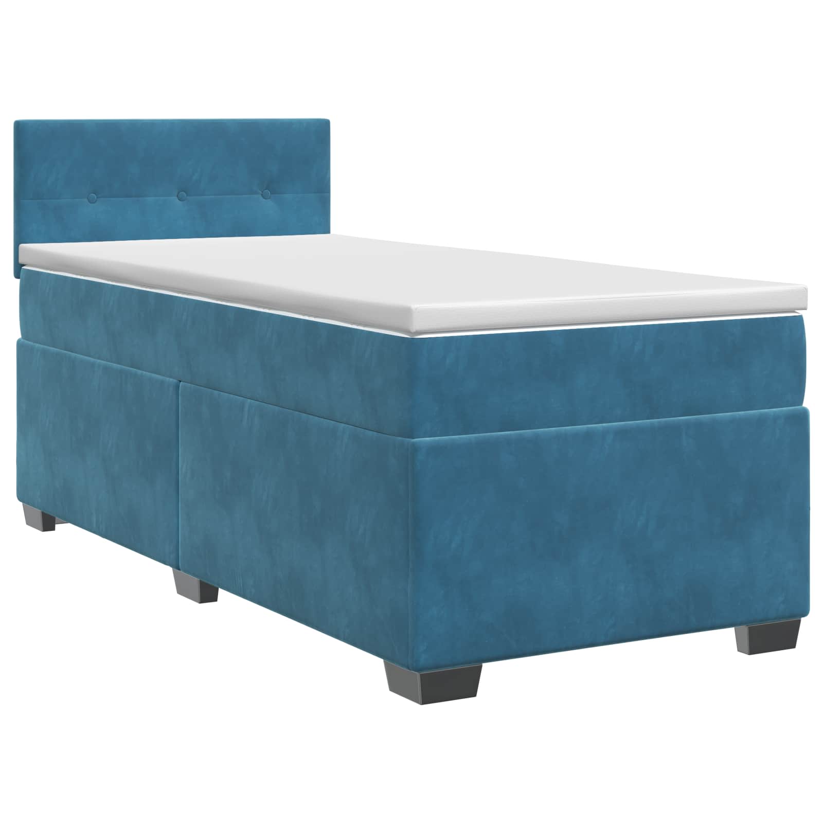 Κρεβάτι box spring με στρώμα Σκούρο Μπλε 80 x 200 cm Βελούδο - Pakobazaar