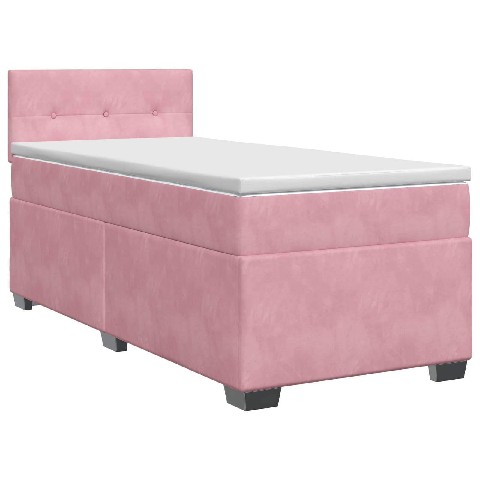 Κρεβάτι box spring με στρώμα Ροζ 80 x 200 cm Βελούδο - Pakobazaar