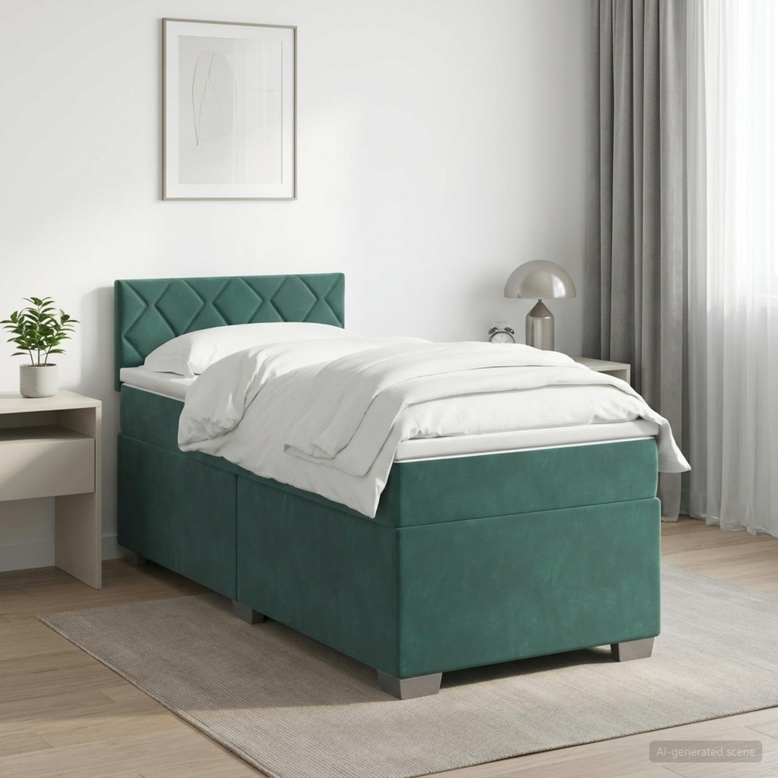 Κρεβάτι box spring με στρώμα Σκούρο Πράσινο 80 x 200 cm Βελούδο