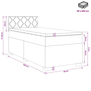 Κρεβάτι box spring με στρώμα Σκούρο Μπλε 80 x 200 cm Βελούδο - Pakobazaar