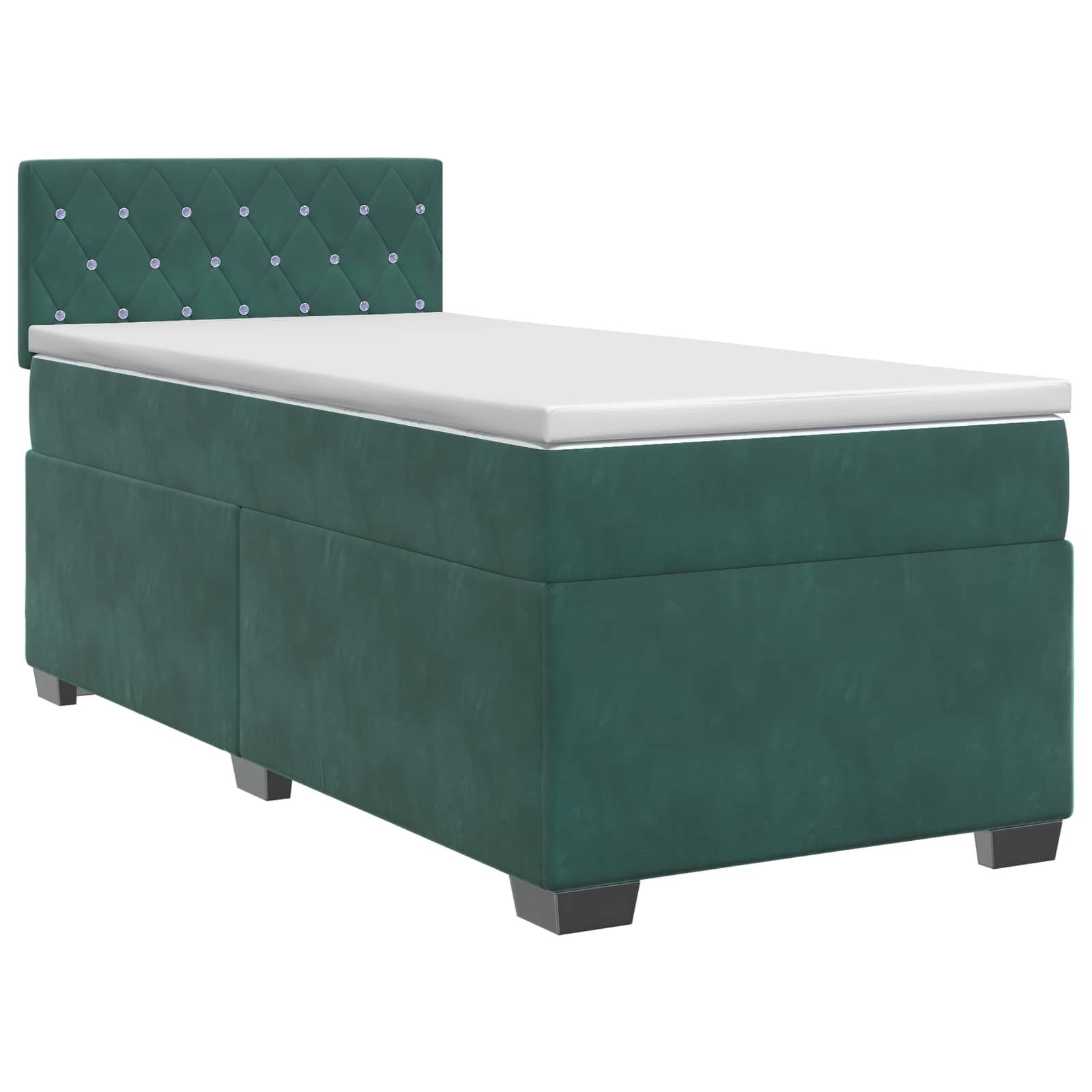 Κρεβάτι box spring με στρώμα Σκούρο Πράσινο 90 x 190 cm Βελούδο