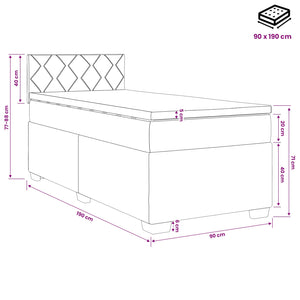 Κρεβάτι box spring με στρώμα Ροζ 90 x 190 cm Βελούδο