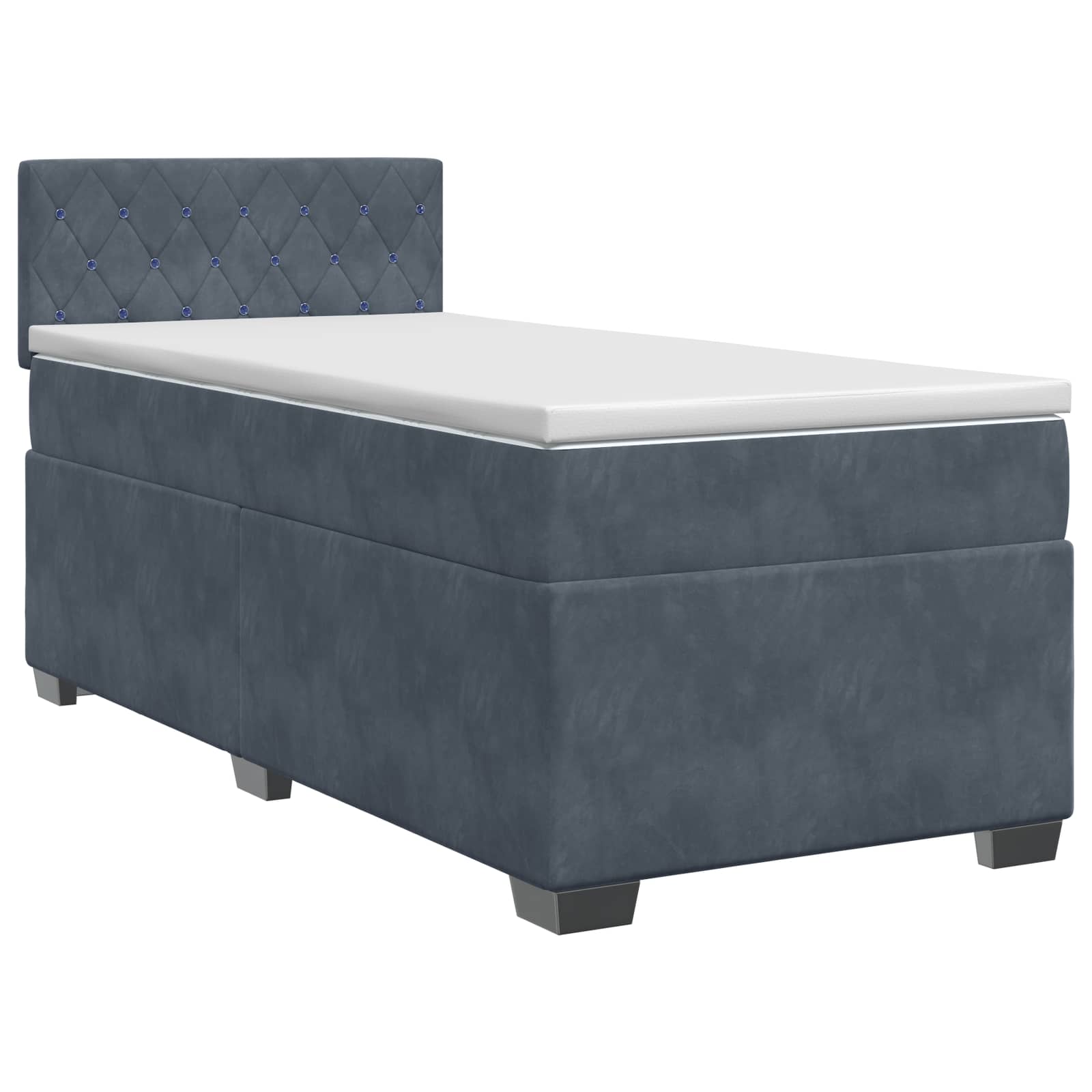 Κρεβάτι box spring με στρώμα Σκούρο Γκρι 90 x 200 cm Βελούδο - Pakobazaar