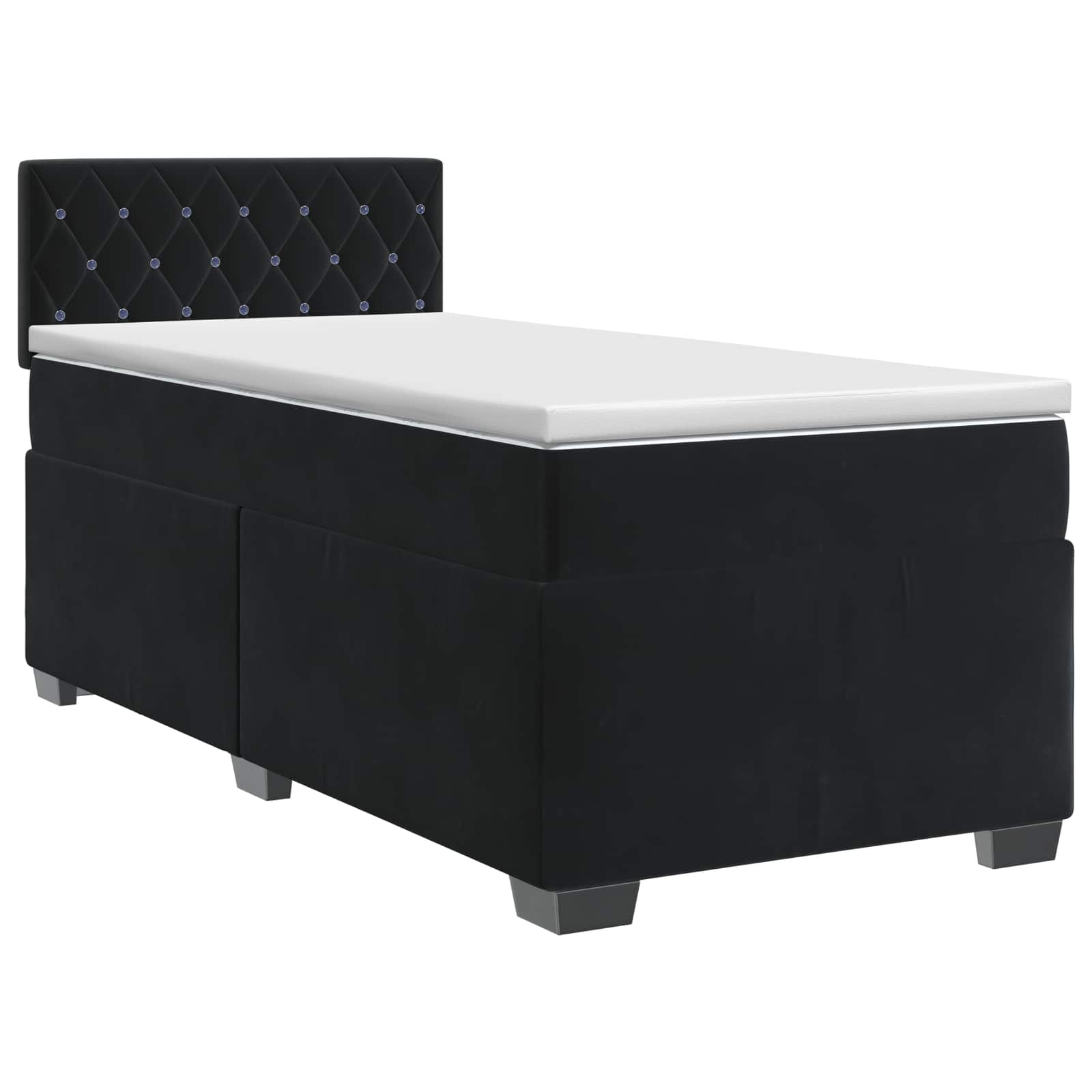 Κρεβάτι box spring με στρώμα Μαύρο 90 x 200 cm Βελούδο - Pakobazaar