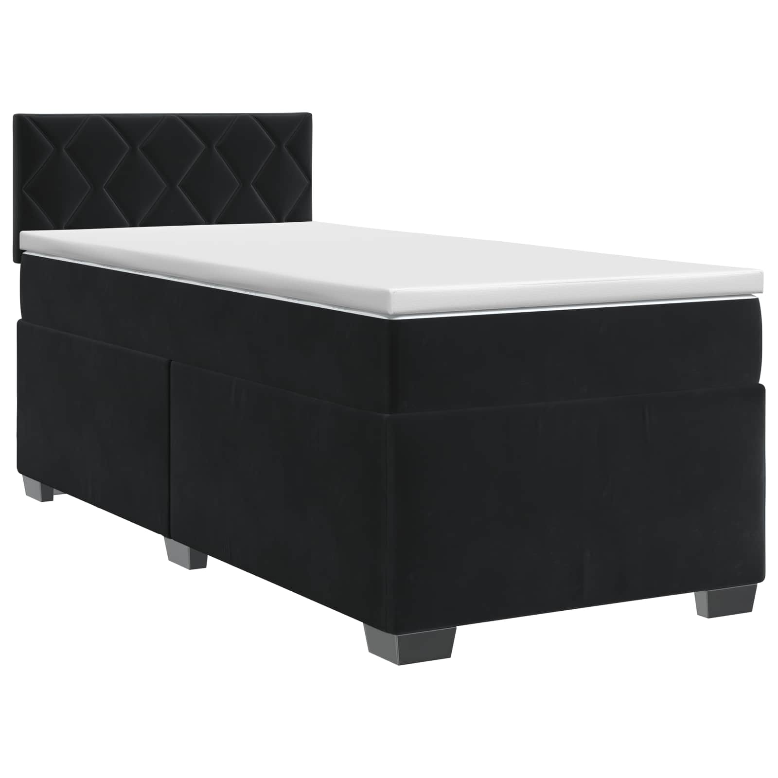 Κρεβάτι box spring με στρώμα Μαύρο 90 x 200 cm Βελούδο - Pakobazaar