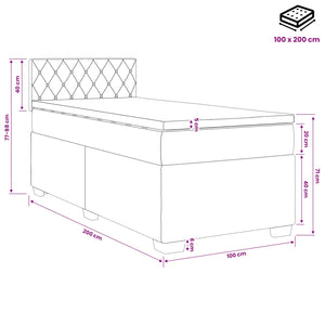 Κρεβάτι box spring με στρώμα Ροζ 100 x 200 cm Βελούδο - Pakobazaar