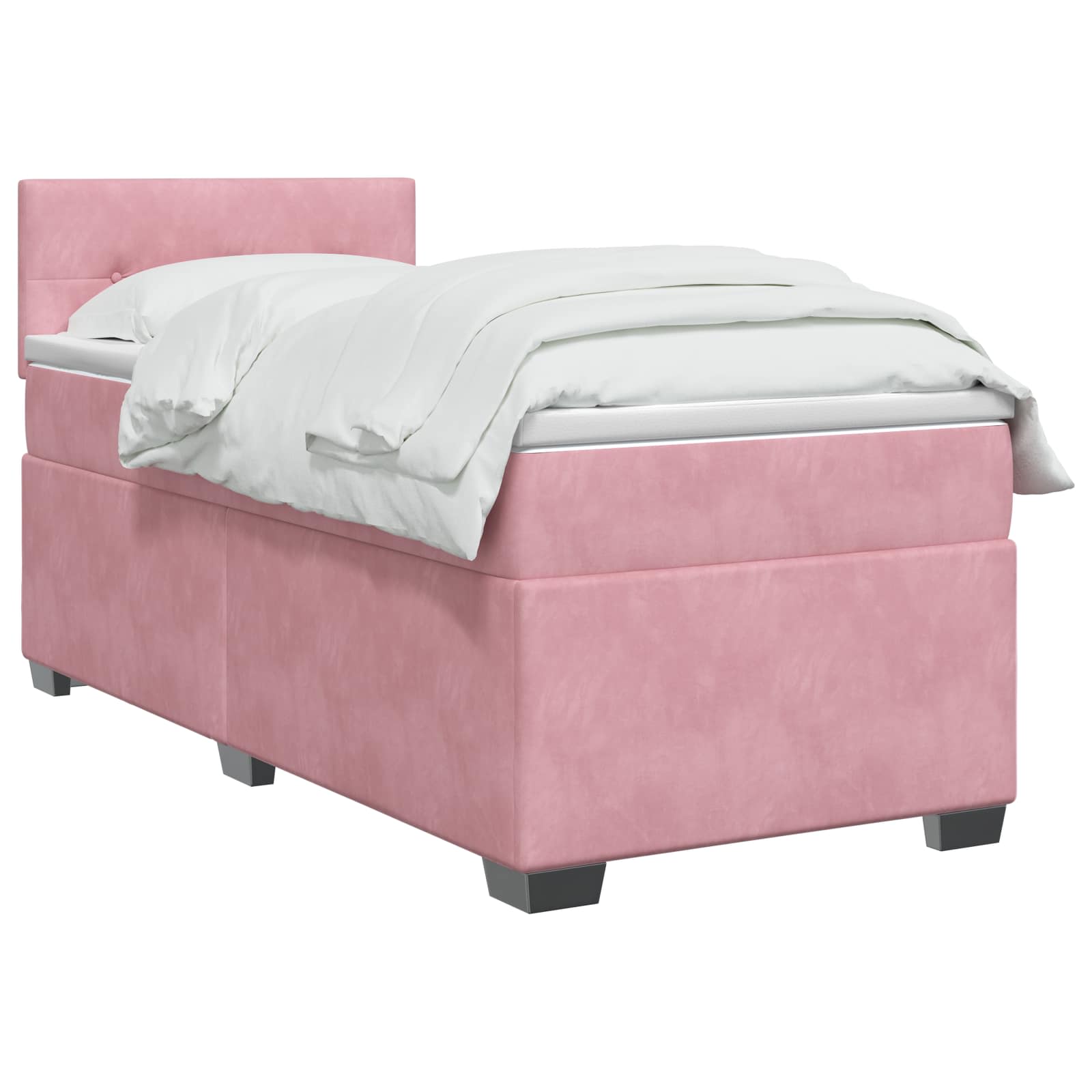 Κρεβάτι box spring με στρώμα Ροζ 100 x 200 cm Βελούδο