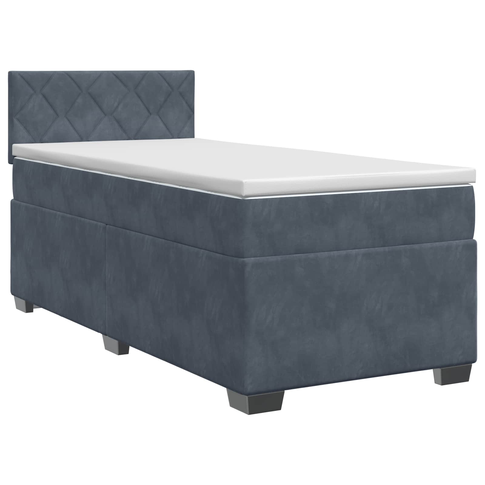 Κρεβάτι box spring με στρώμα Σκούρο Γκρι 100 x 200 cm Βελούδο