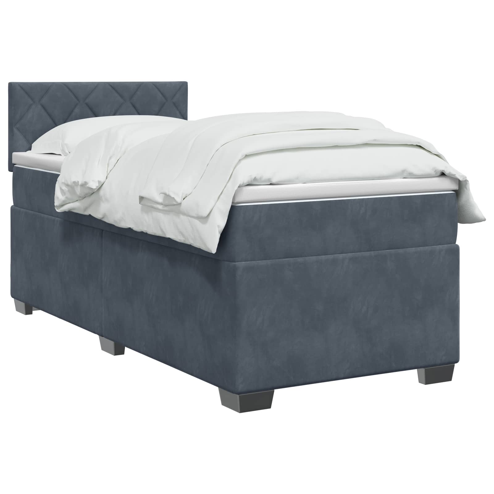 Κρεβάτι box spring με στρώμα Σκούρο Γκρι 100 x 200 cm Βελούδο