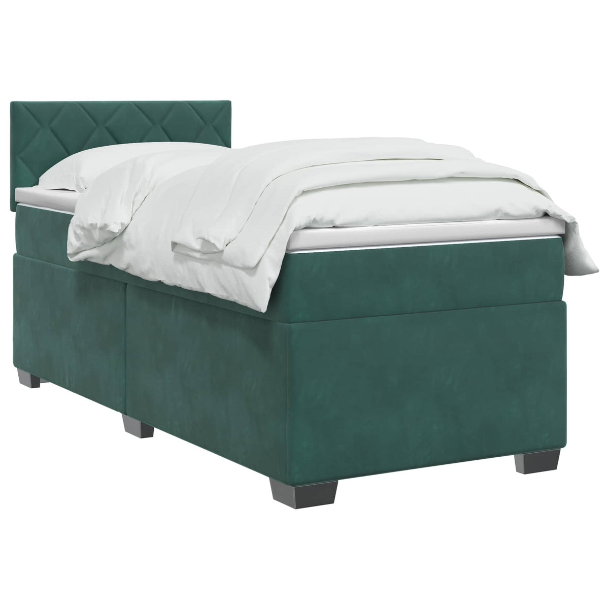 Κρεβάτι box spring με στρώμα Σκούρο Πράσινο 100 x 200 cm