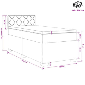 Κρεβάτι box spring με στρώμα Σκούρο Πράσινο 100 x 200 cm