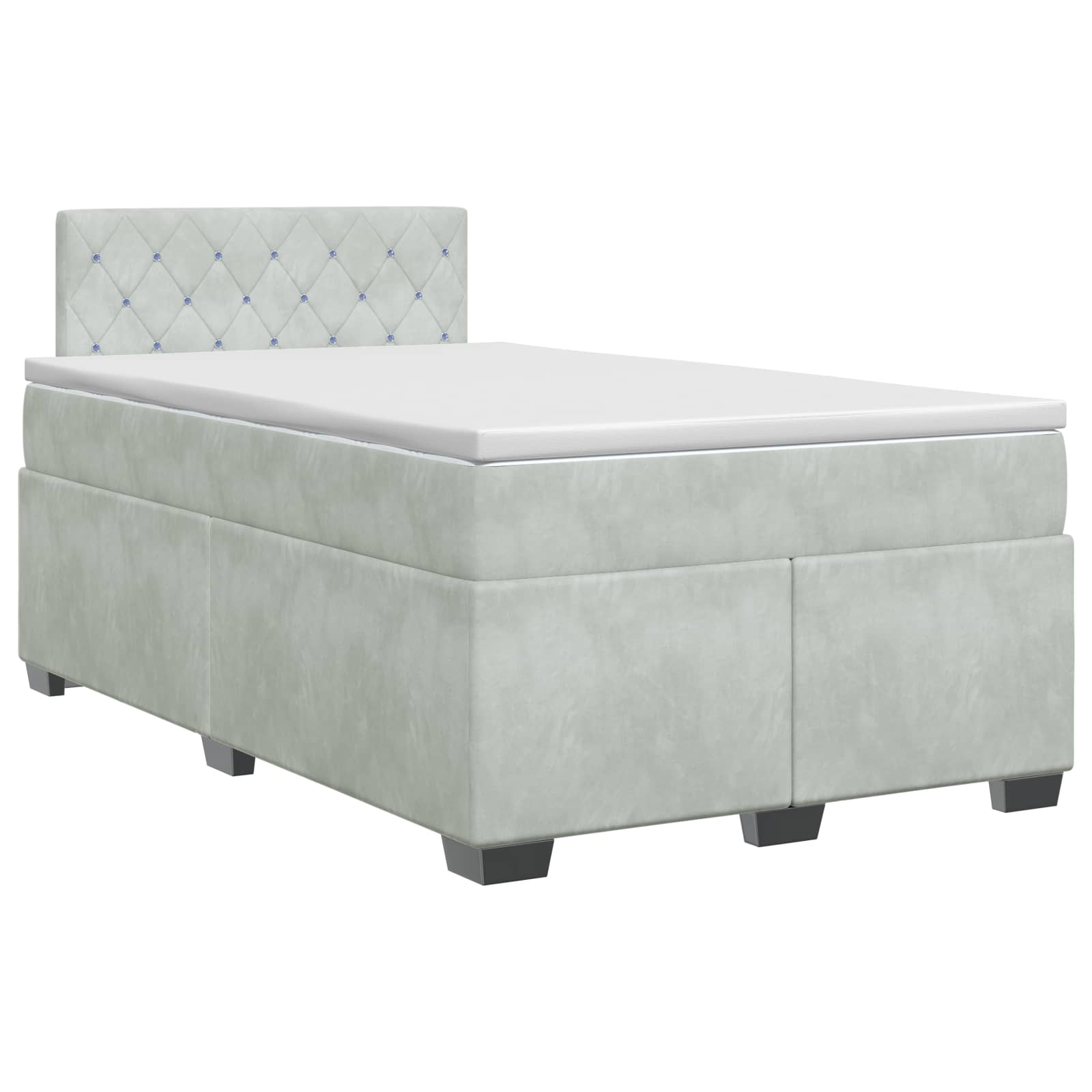 Κρεβάτι box spring με στρώμα Ανοιχτό γκρι 120 x 190 cm Βελούδο