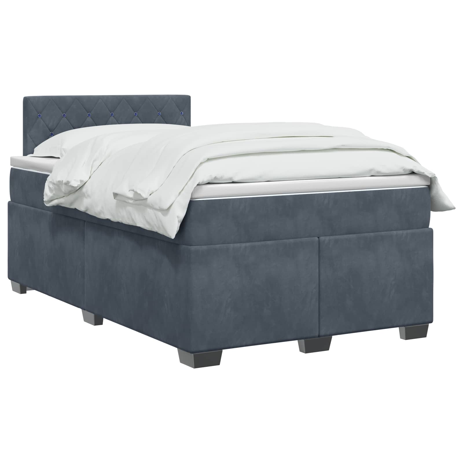 Κρεβάτι box spring με στρώμα Σκούρο Γκρι 120 x 190 cm Βελούδο