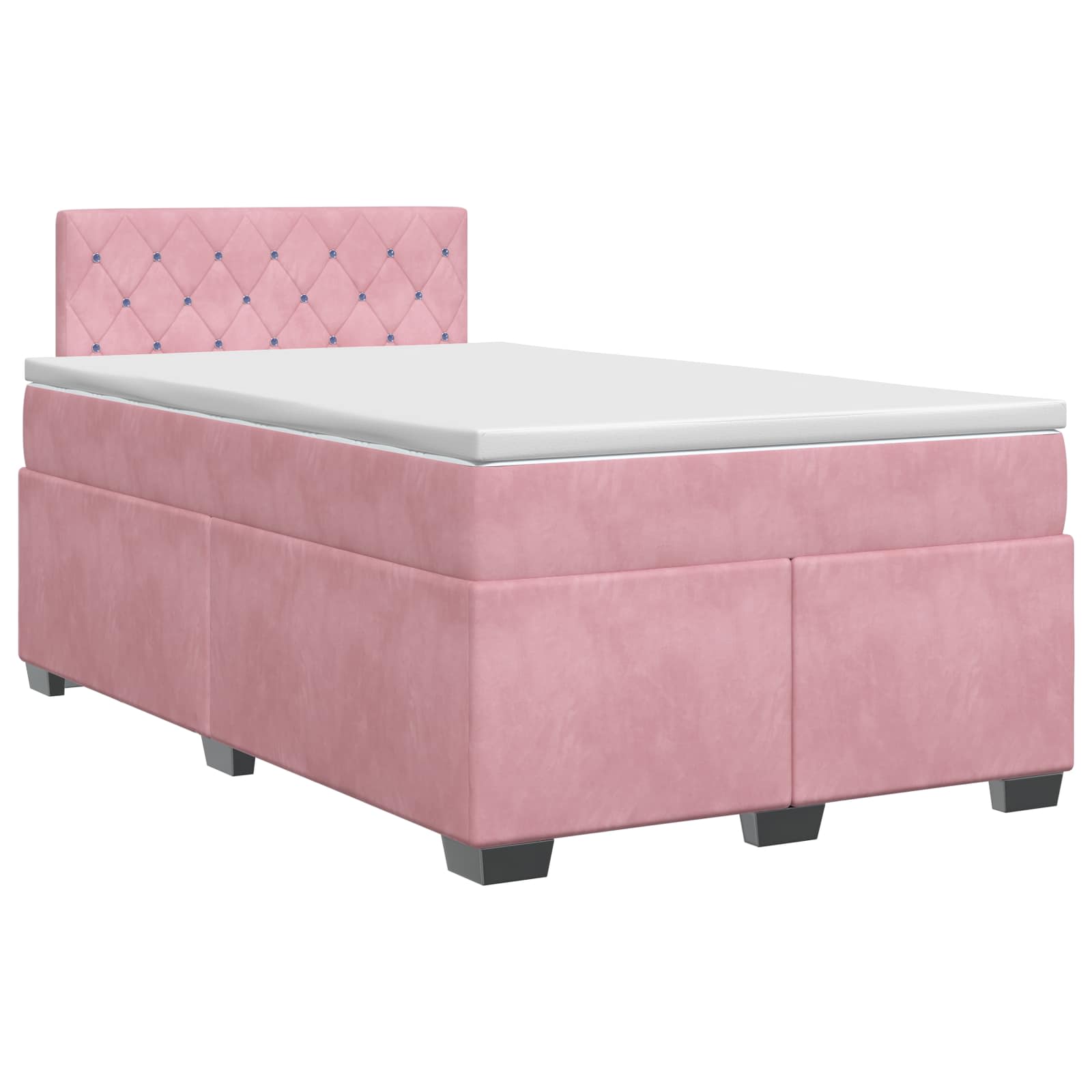 Κρεβάτι box spring με στρώμα Ροζ 120 x 190 cm Βελούδο - Pakobazaar
