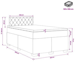 Κρεβάτι box spring με στρώμα Ροζ 120 x 190 cm Βελούδο - Pakobazaar