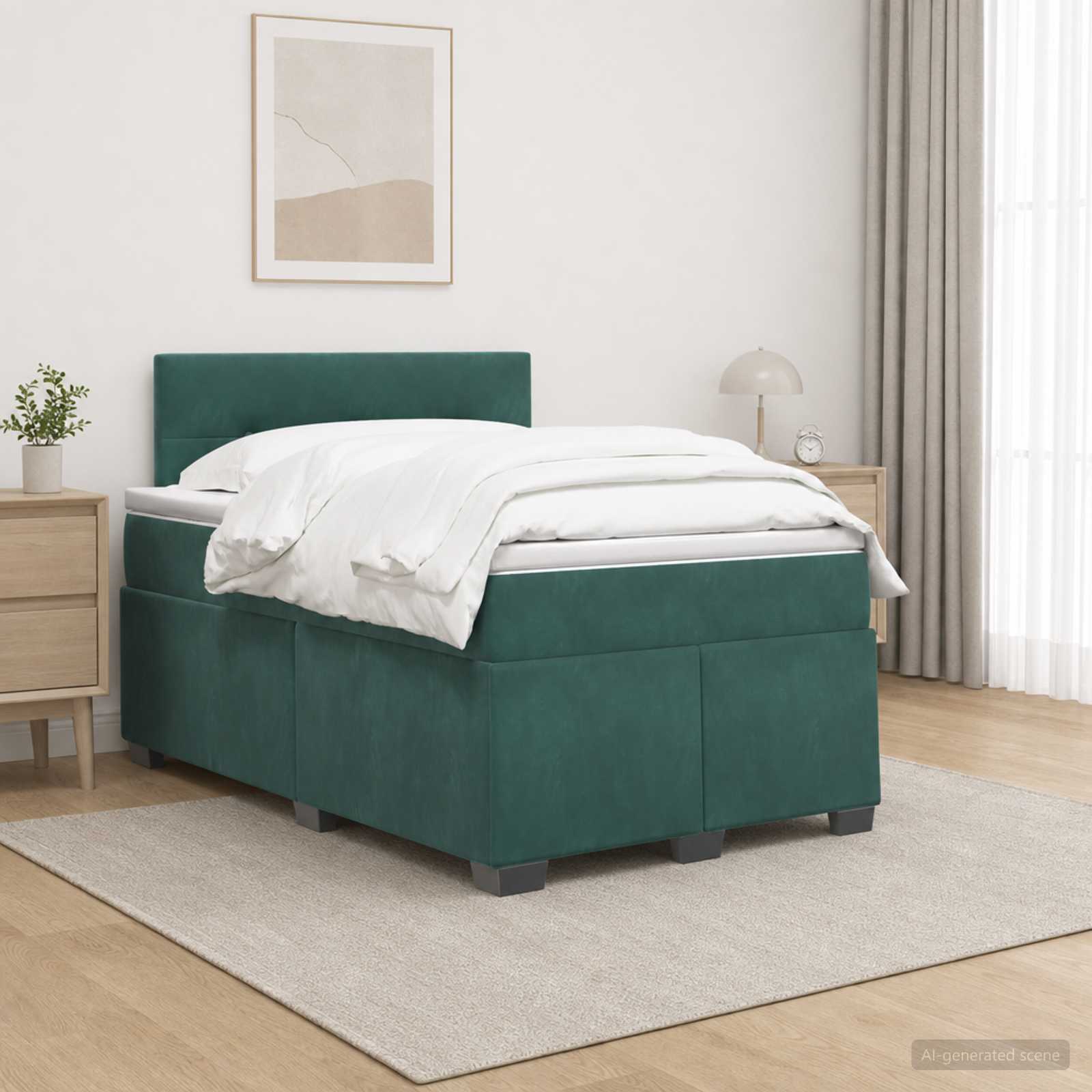 Κρεβάτι box spring με στρώμα Σκούρο Πράσινο 120 x 190 cm - Pakobazaar