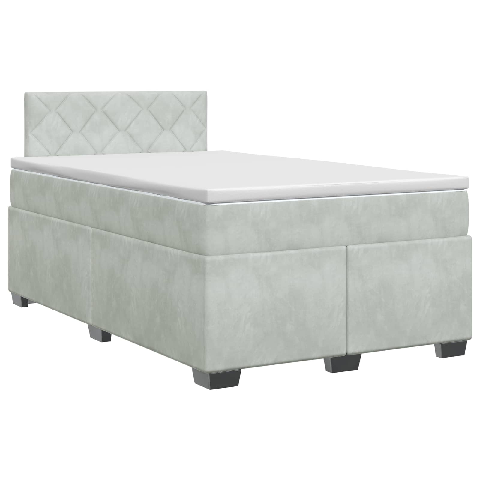 Κρεβάτι box spring με στρώμα Ανοιχτό γκρι 120 x 190 cm Βελούδο