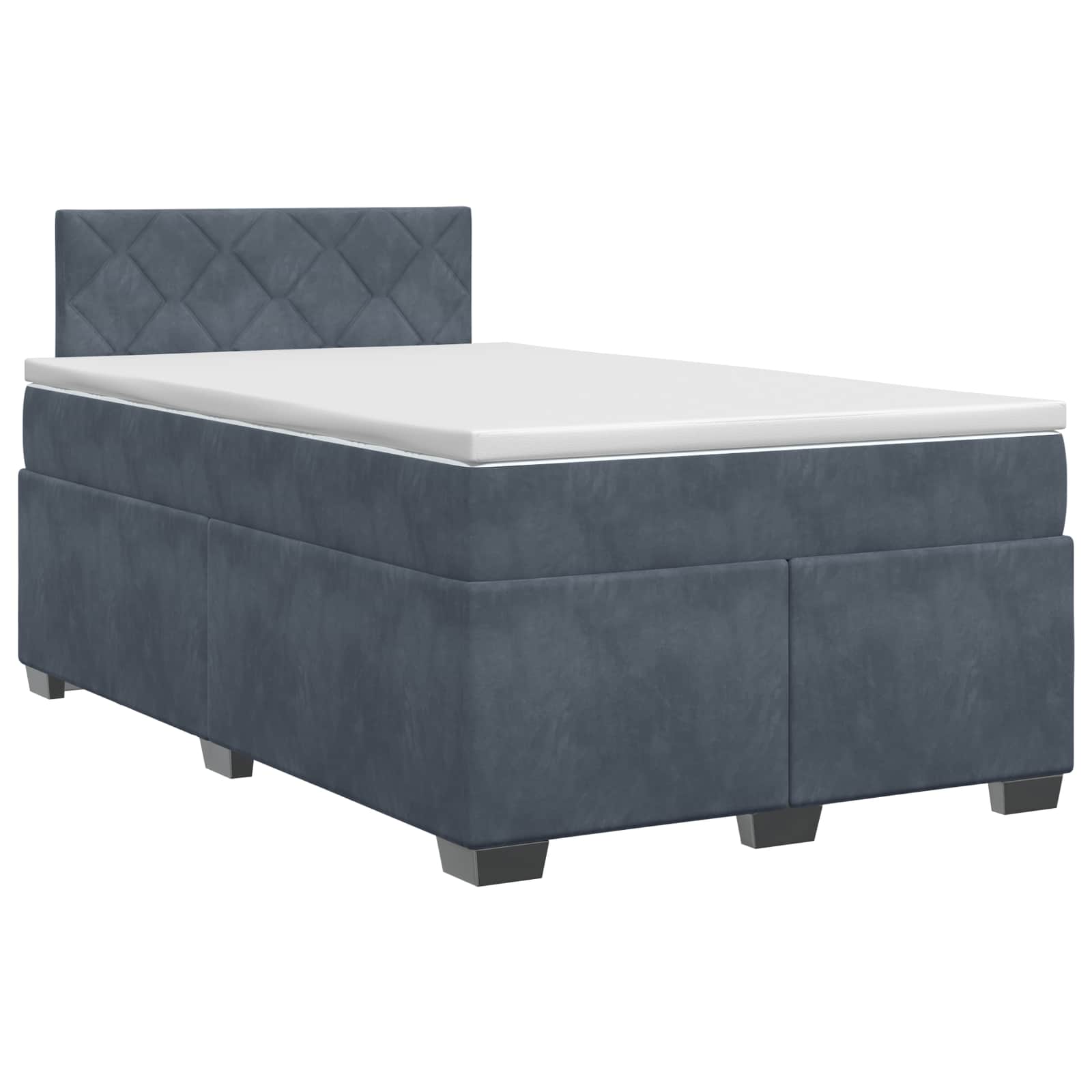 Κρεβάτι box spring με στρώμα Σκούρο Γκρι 120 x 190 cm Βελούδο