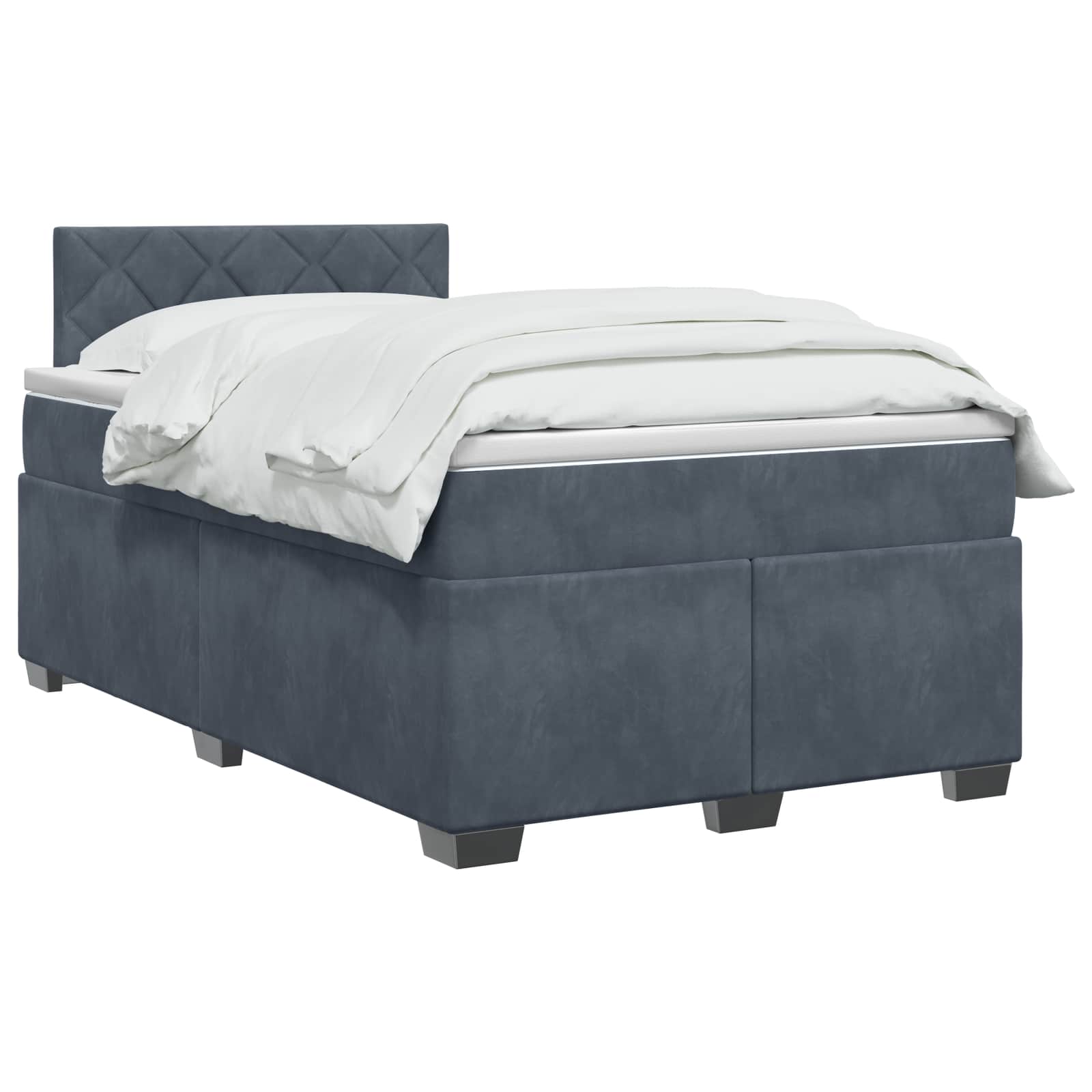 Κρεβάτι box spring με στρώμα Σκούρο Γκρι 120 x 190 cm Βελούδο