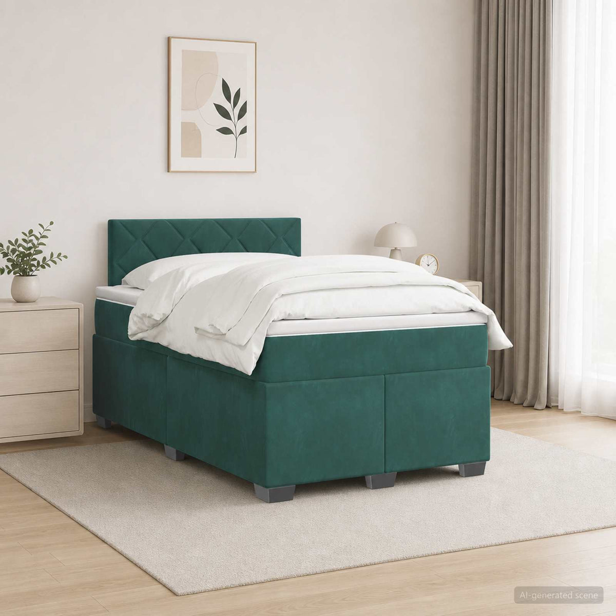 Κρεβάτι box spring με στρώμα Σκούρο Πράσινο 120 x 200 cm - Pakobazaar