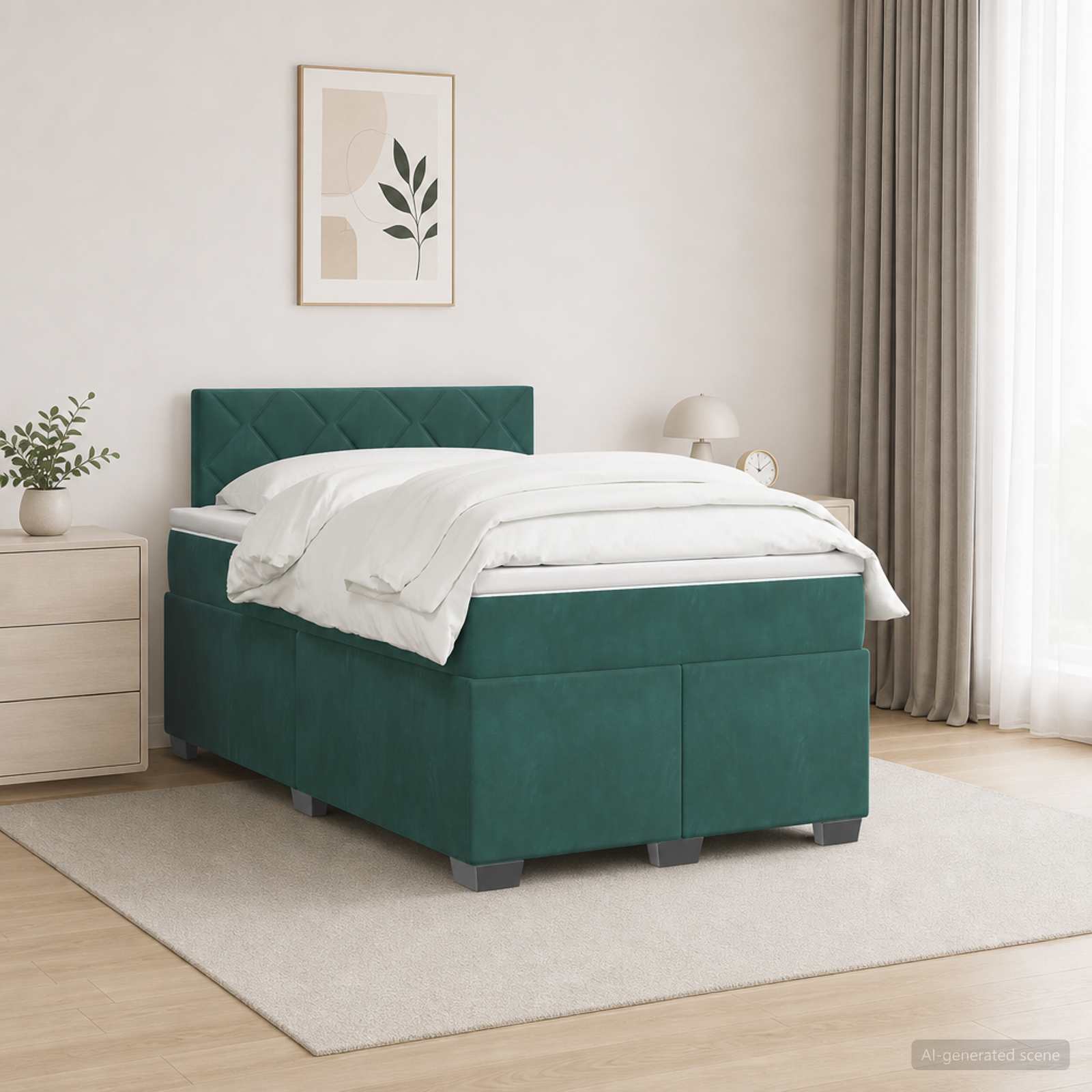 Κρεβάτι box spring με στρώμα Σκούρο Πράσινο 120 x 200 cm - Pakobazaar