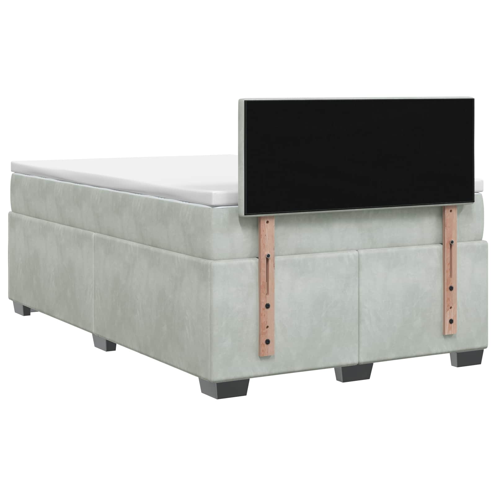 Κρεβάτι box spring με στρώμα Ανοιχτό γκρι 120 x 200 cm Βελούδο - Pakobazaar