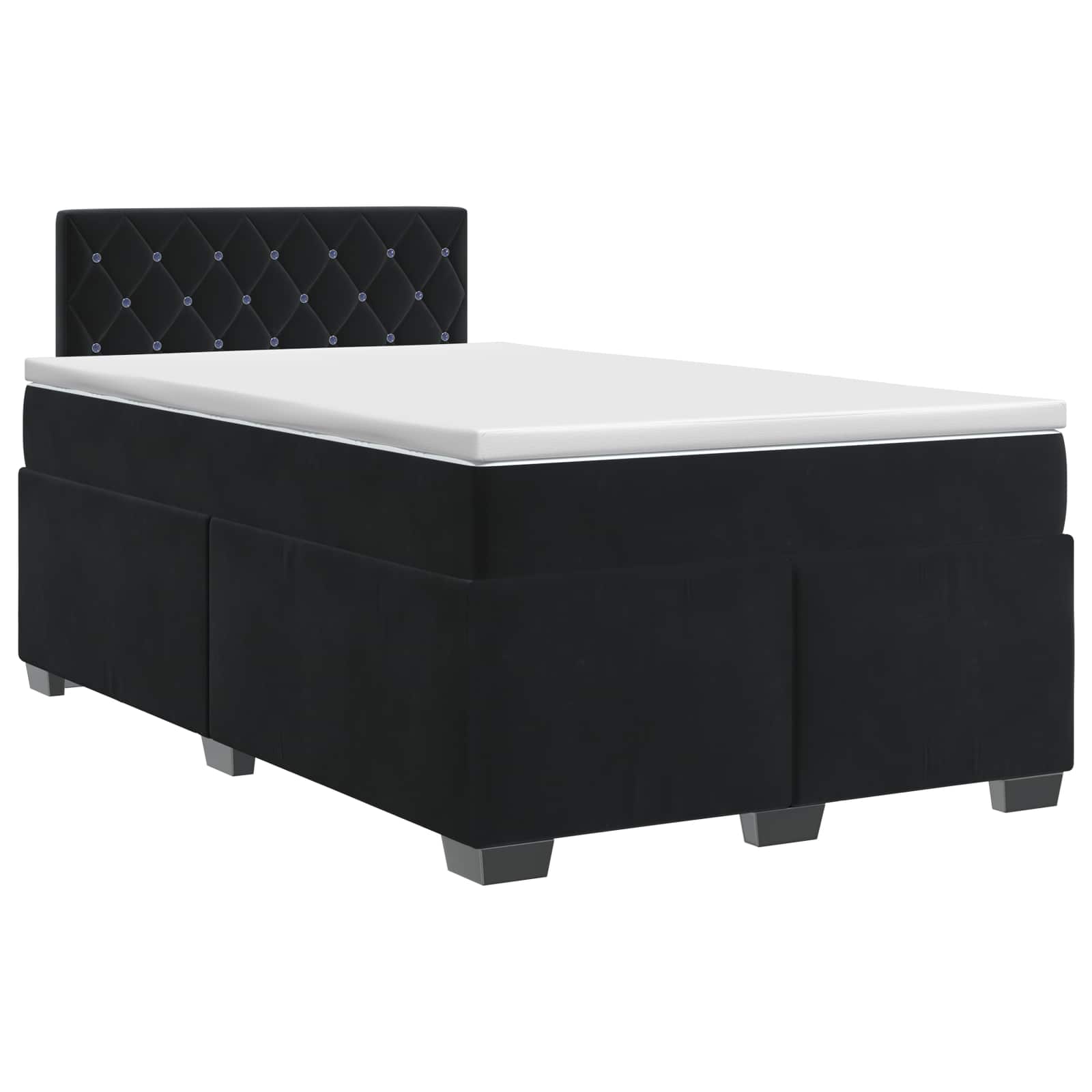 Κρεβάτι box spring με στρώμα Μαύρο 120 x 200 cm Βελούδο