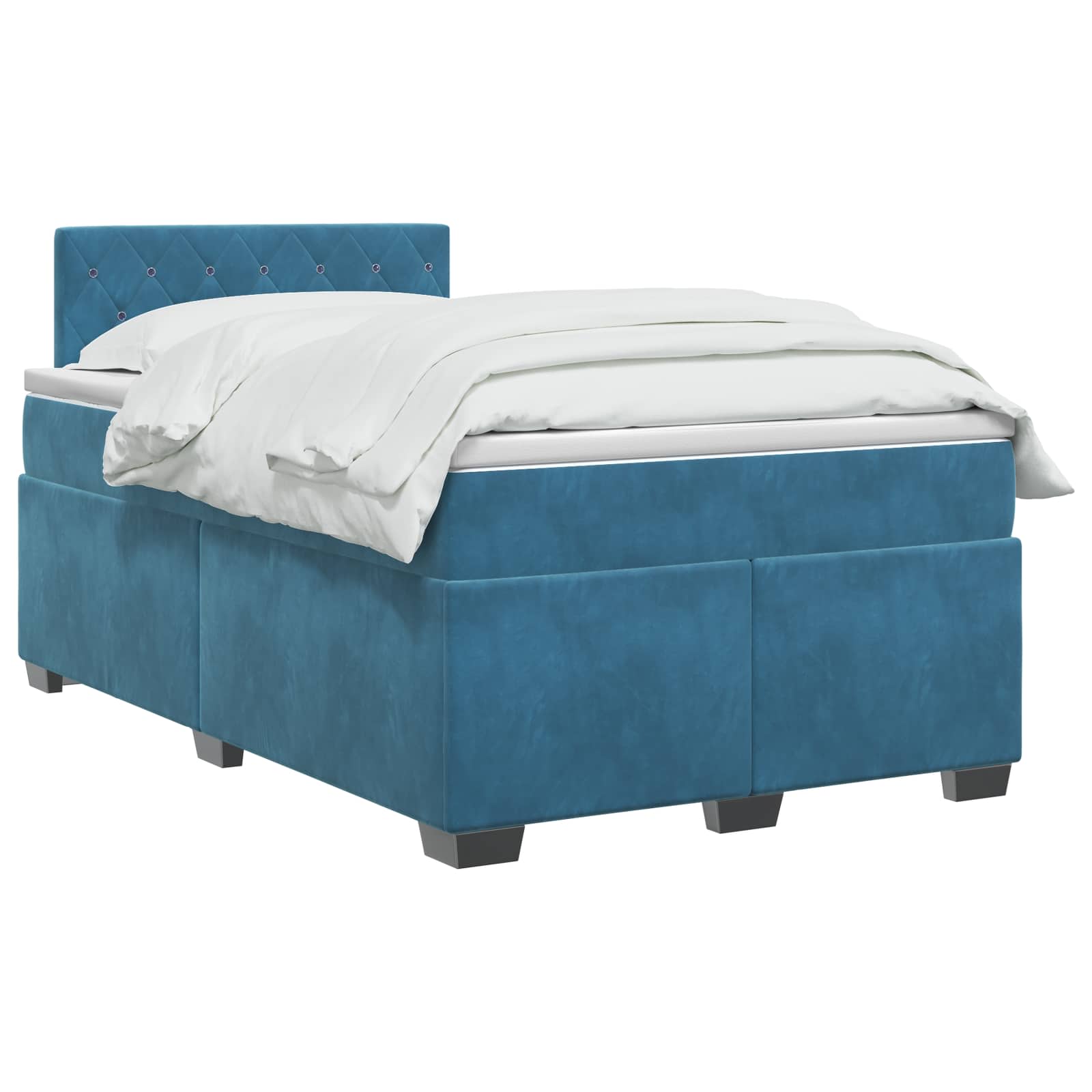 Κρεβάτι box spring με στρώμα Σκούρο Μπλε 120 x 200 cm Βελούδο