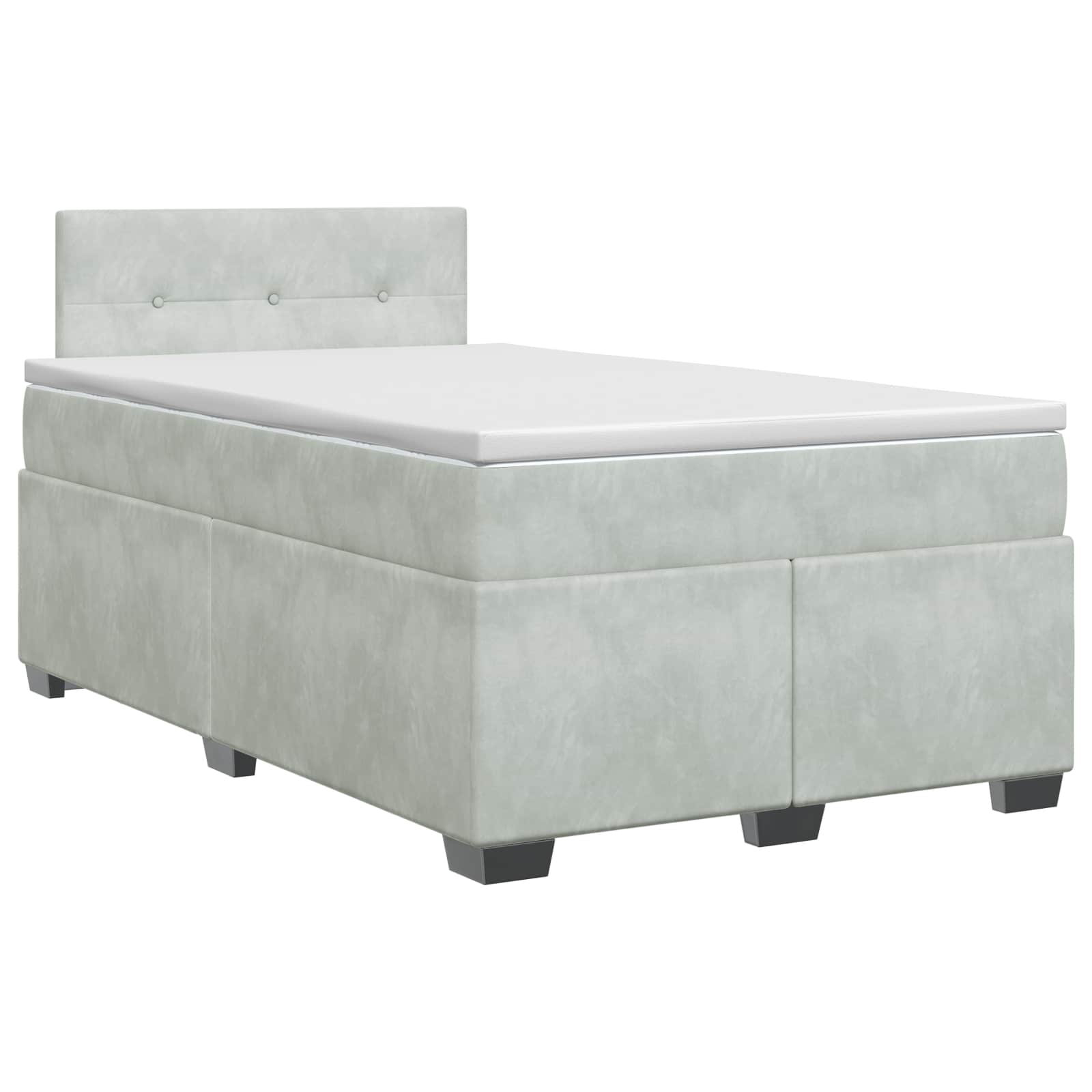 Κρεβάτι box spring με στρώμα Ανοιχτό γκρι 120 x 200 cm Βελούδο